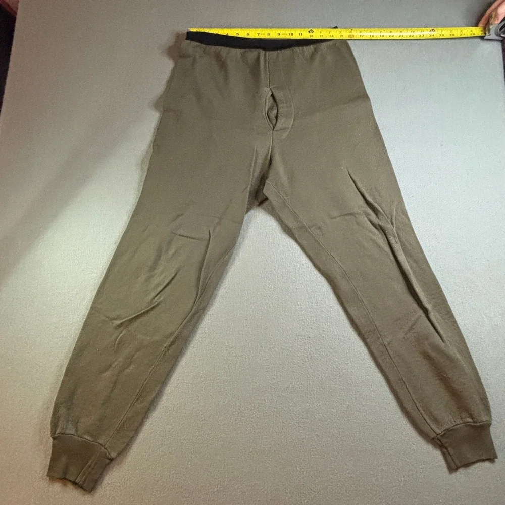 VTG Cabelas Mens XL Thermal Underwear Set Fleece Quarter Zip Pants Brown USA